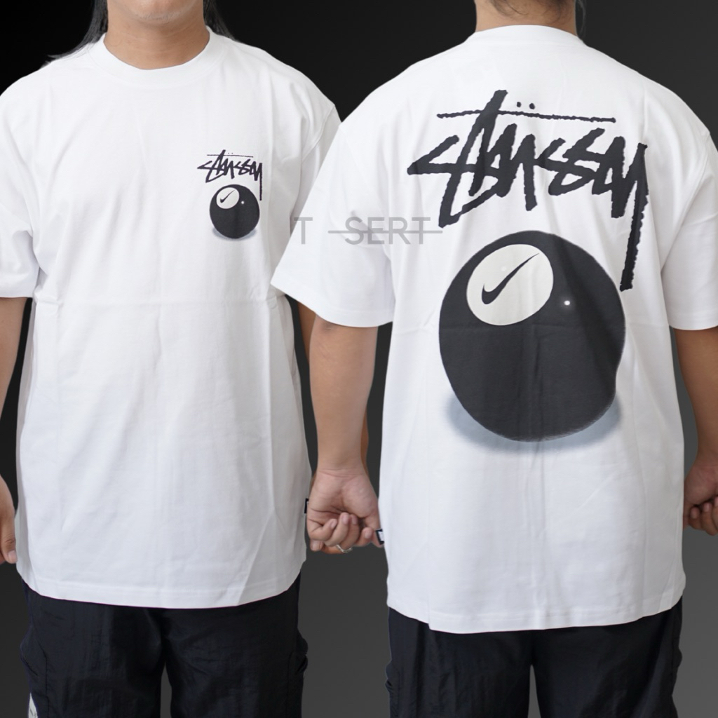 Nike x Stussy 8 Ball Multi Tee White / Baju Kaos Stussy Authentic