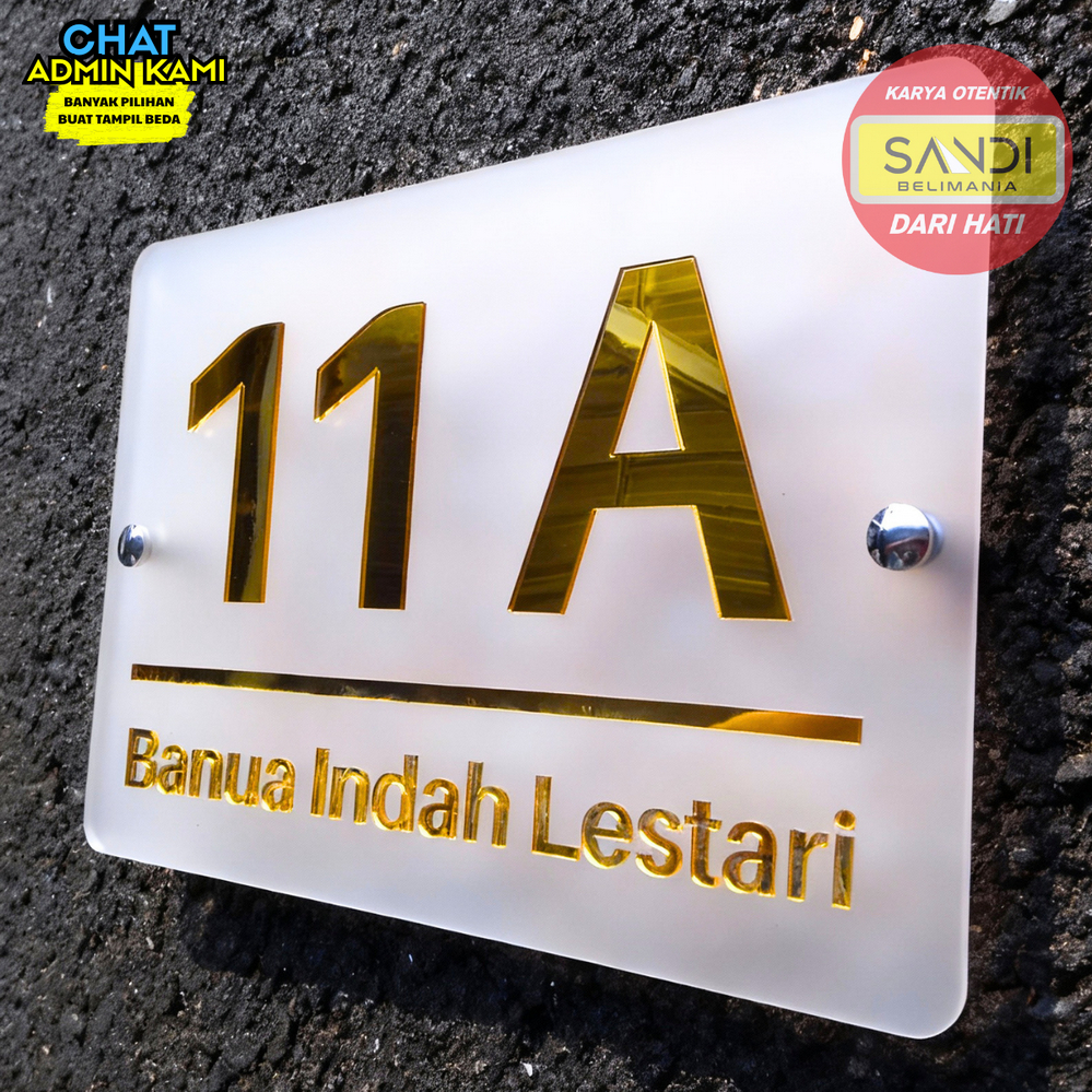 Papan Nomor Rumah Acrylic Sandblast Alamat Rumah Aesthetic
