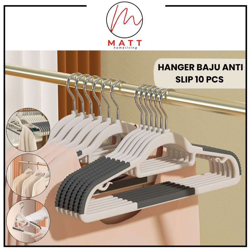 MATT Hanger Baju Anti Slip Tanpa Merusak Baju Gantungan Baju Aesthetic Hanger Pakaian Smart Hanger P