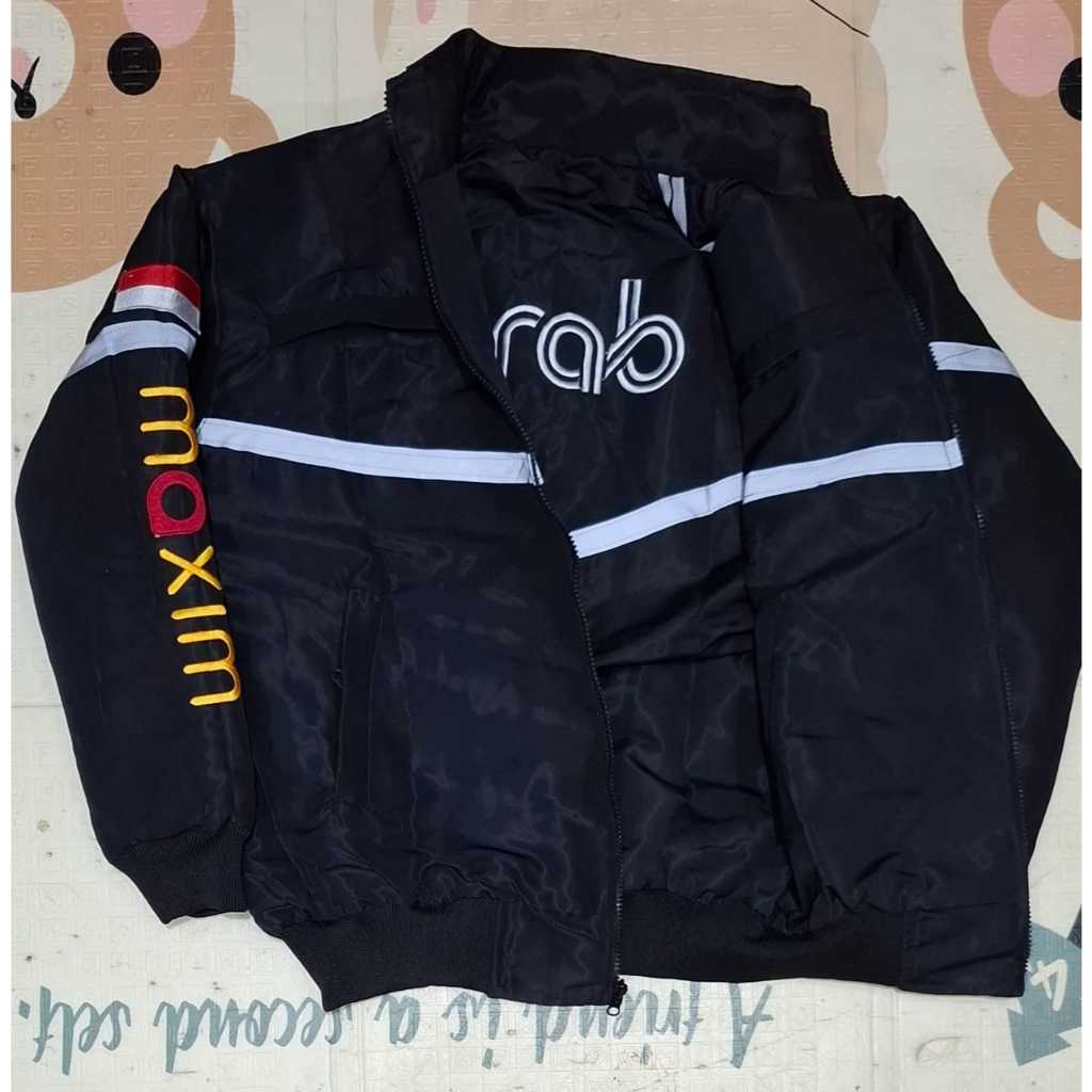 JAKET GRAB HITAM MAXIM HITAM ANTI AIR BORDIR MURAH