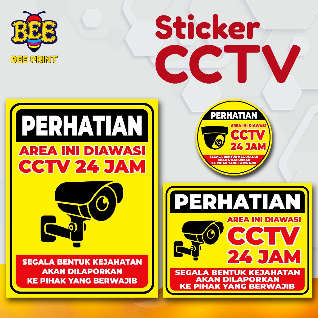 STIKER CCTV 24 JAM TAHAN LAMA / STIKER SIGN KAMERA CCTV 24 JAM AREA PANTAU / STIKER CCTV BESAR