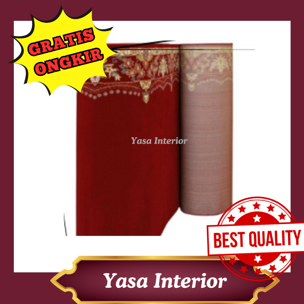 Karpet Masjid Tebal Meteran Turki Royal Dyar Polos / Karpet Untuk Masjid Premium Warna Hijau / Merah