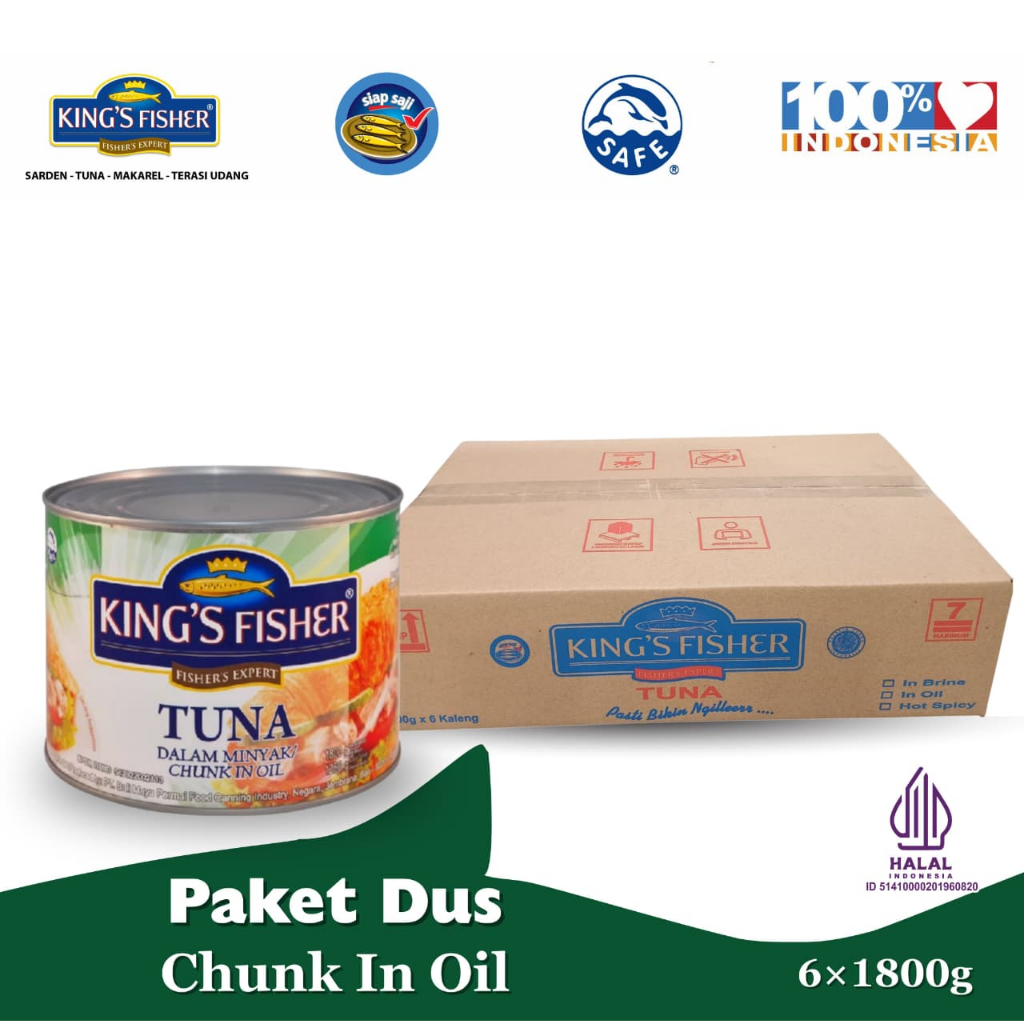 

OCA Paket 6 pcs King's Fisher Tuna Minyak Nabati 1800g Tuna in Oil Daging Tuna Makanan Kaleng