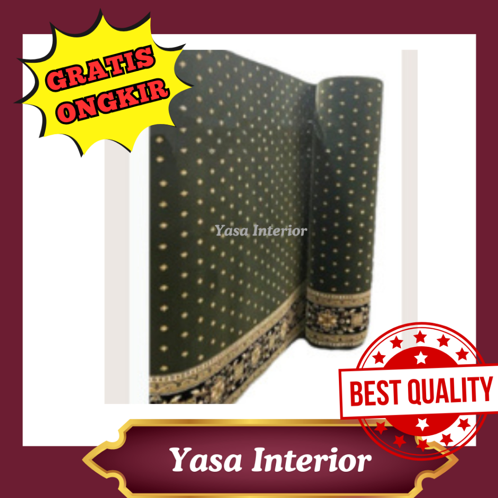 Karpet Roll Lantai Untuk Masjid Empuk Tebal 18mm Safaa Warna Hijau Polos / Karpet Masjid Mesir