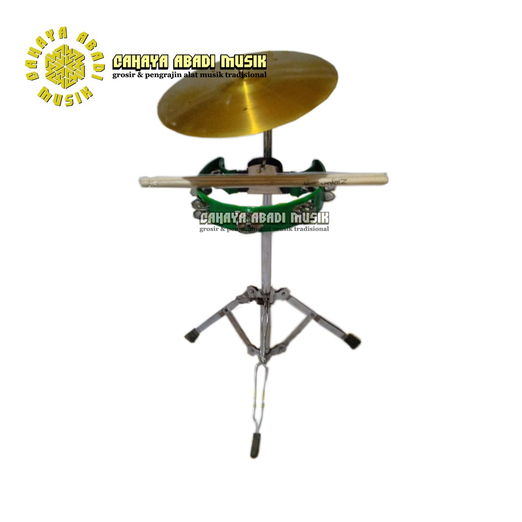Simbal markis kecrek marawis cymbal lokal set kaki+ piringan + stik + tamborin/kecrek/markis