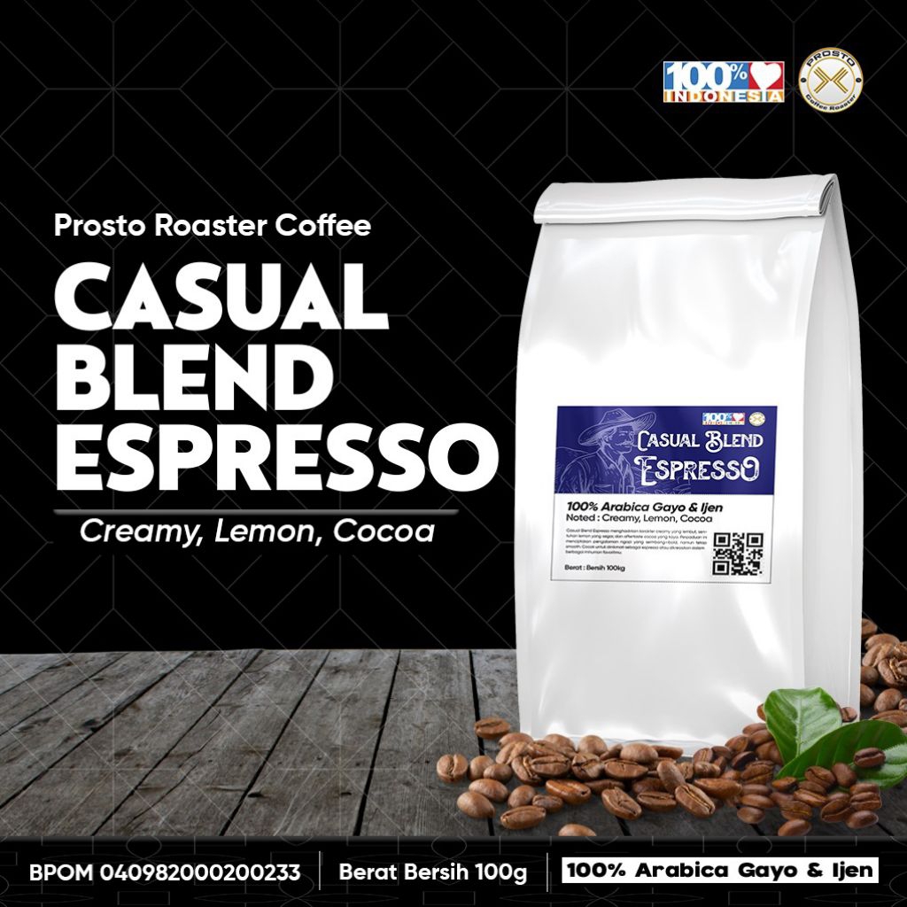

CASUAL BLEND 70% ARABICA : 30% ROBUSTA 1KG Biji/Bubuk | Roast Bean Espresso
