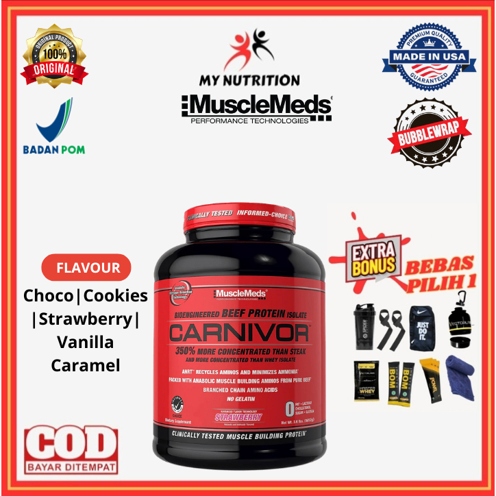 Musclemeds Carnivor 4 lbs Susu Suplemen Gym Fitness Muscle Meds Whey Beef Protein Isolate Concentrat