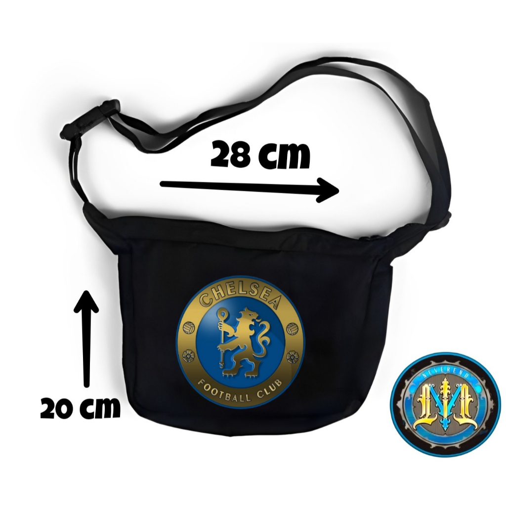 Tas Selempang Bahu Club Bola Chelsea FC Bahan Kanvas Waistbag Cowok Slingbag Pria Wanita Sports