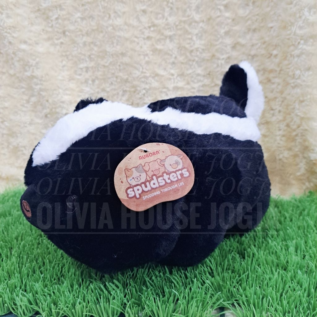 Boneka Lying Sigung Skunk TAG AURORA Boneka Gembul Sigung Hitam Skunk Coklat Boneka Tiduran Scooter 