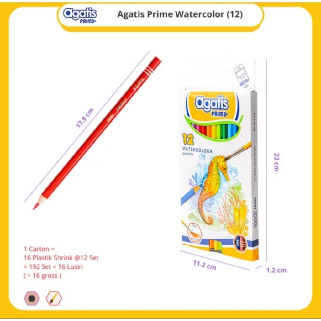 

Pensil Gambar Water Color Agatis prime 12 warna