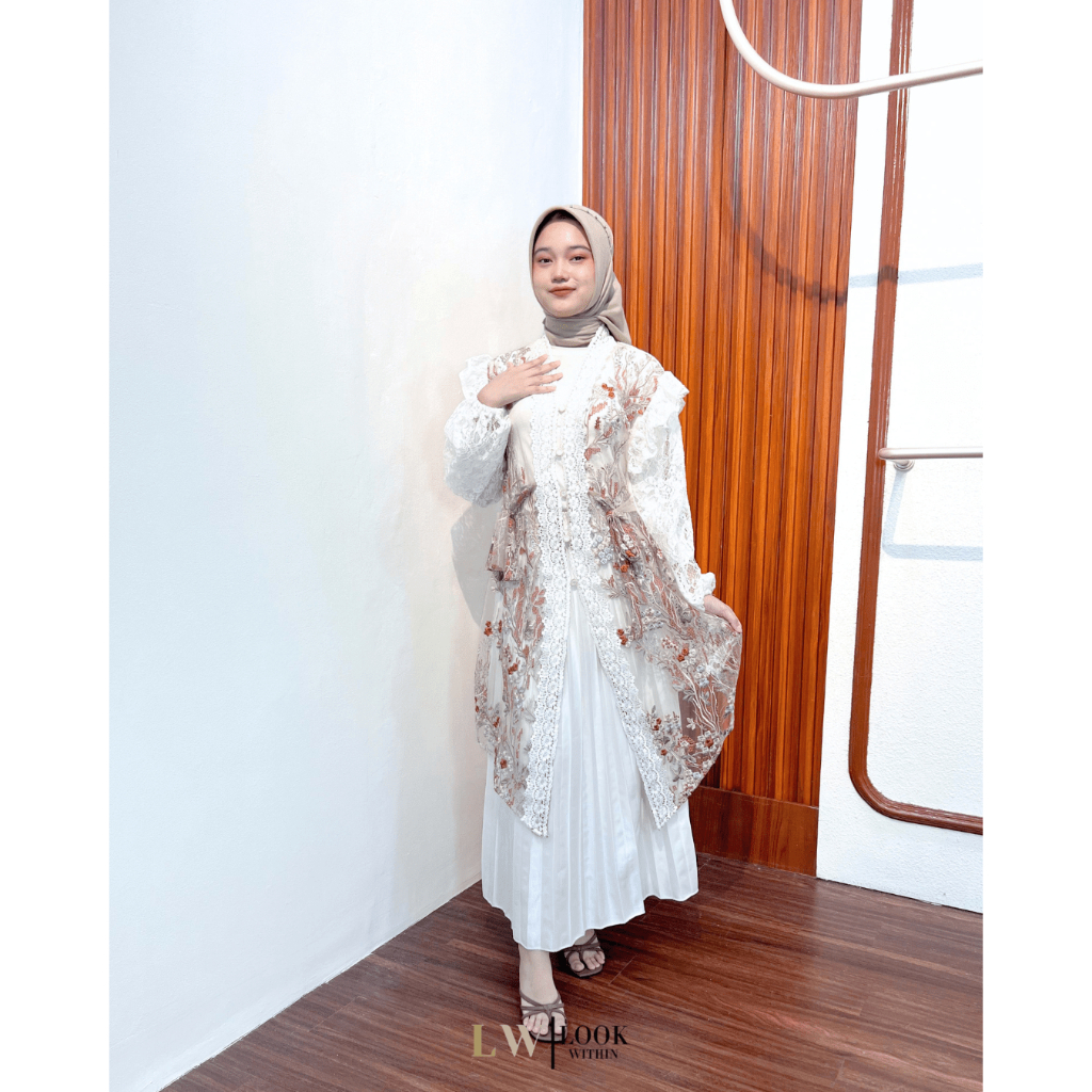 LW - ALEESHA Outer Tunik Tile Bordir Kombinasi brukat