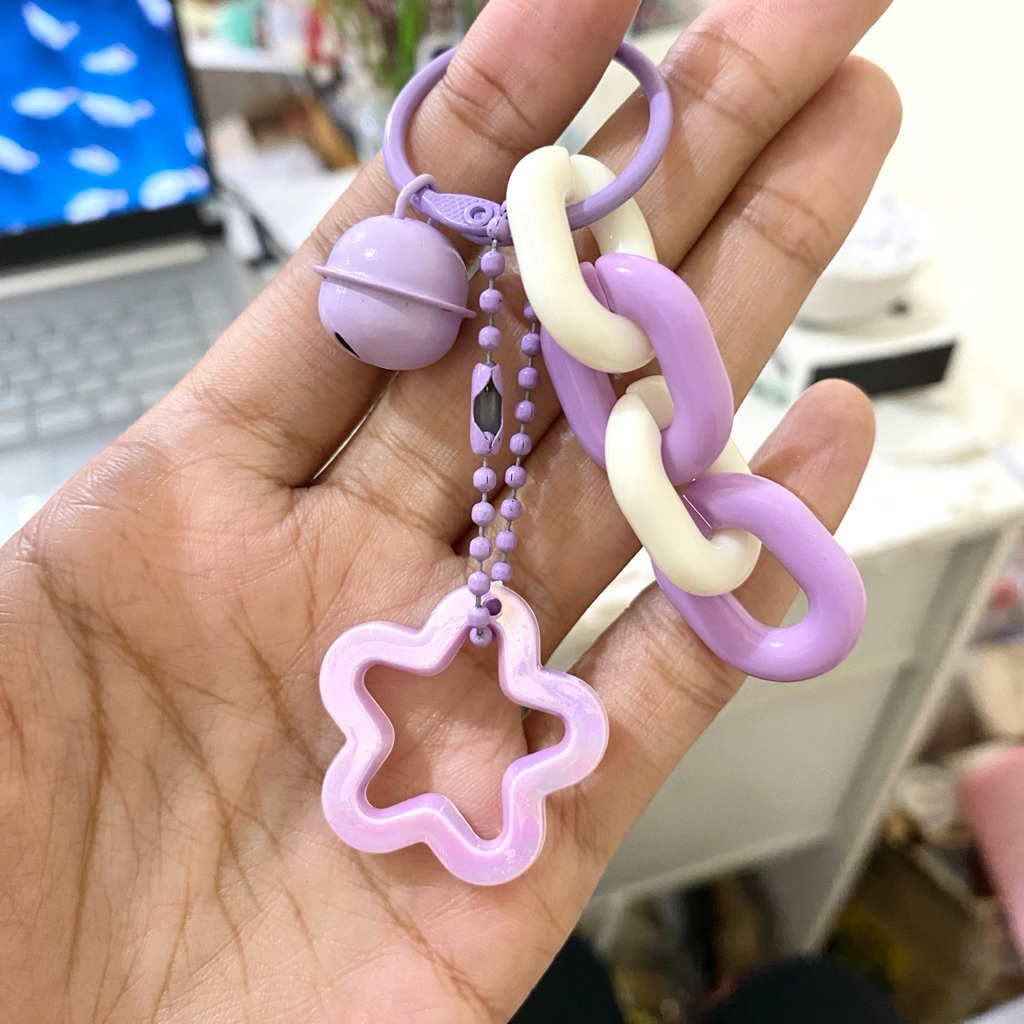Bagcharm ring besar motif bintang rantai | Gantungan tas | gantungan kunci | gantungan beads | gantu