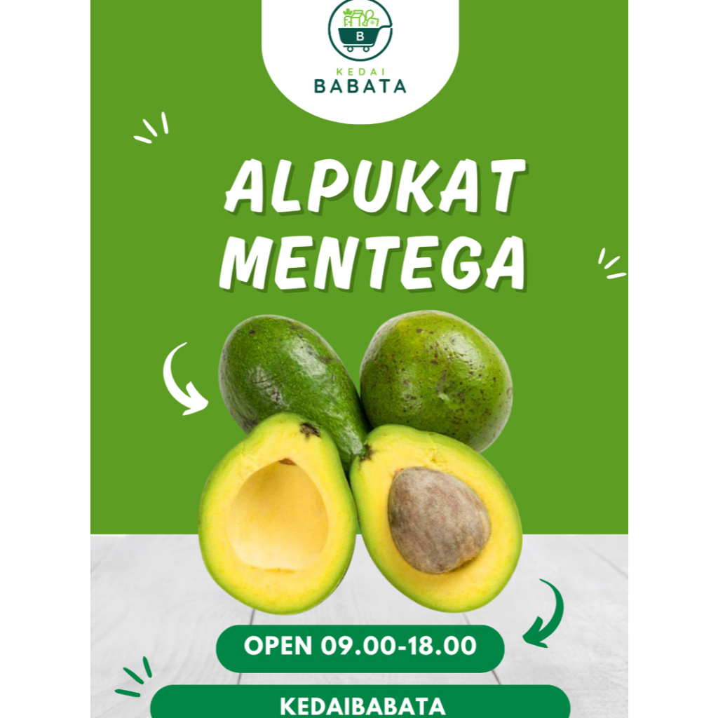 Buah Segar Alpukat Mentega Premium 1Kg Fresh Kedai Babata Padang