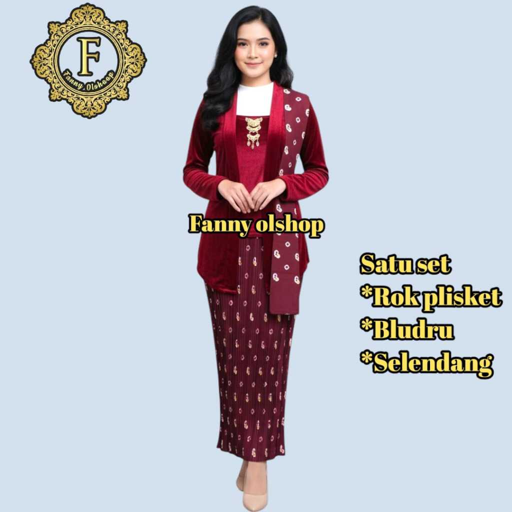 [1 SET] SET KEBAYA BLUDRU KUTU BARU ( Rok+kebaya +selendang) SET TRADISIONAL INDONESIA motif jawa