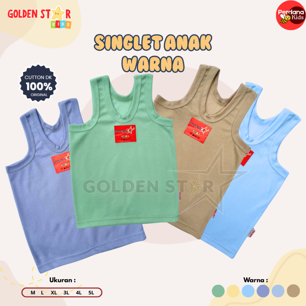 6 PCS Singlet Anak Perempuan & Laki2 Warna Kalem Jahitan Rapih - Singlet Anak TK SD SMP / Kaos Kutan