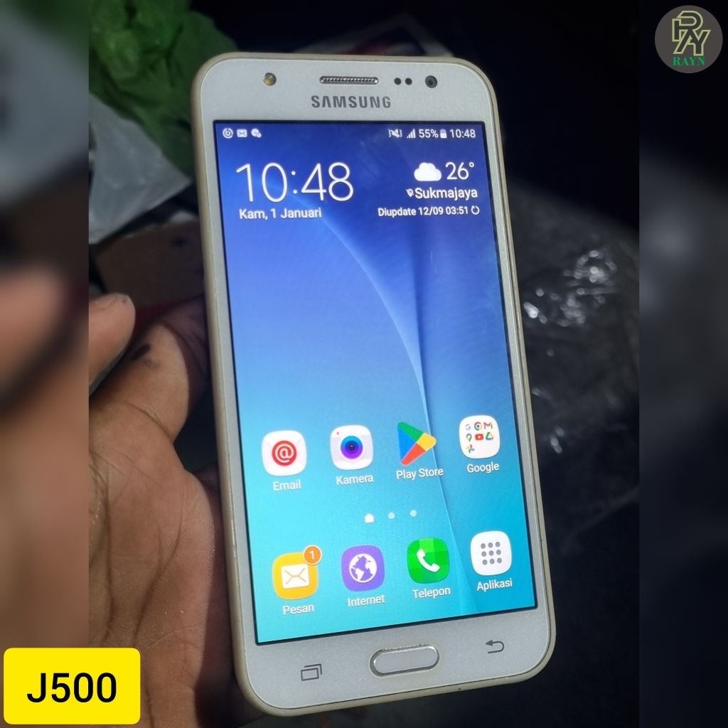 Lcd plus frame Amoled Samsung J500 putih original copotan bergaransiLcd plus frame Amoled Samsung J5
