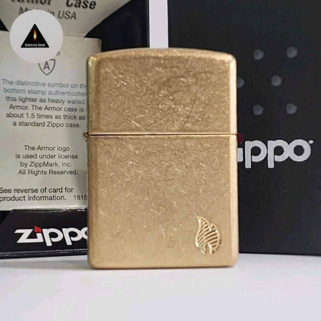 Original Zippo Armor Flame Series Tumbled Brass 46398
