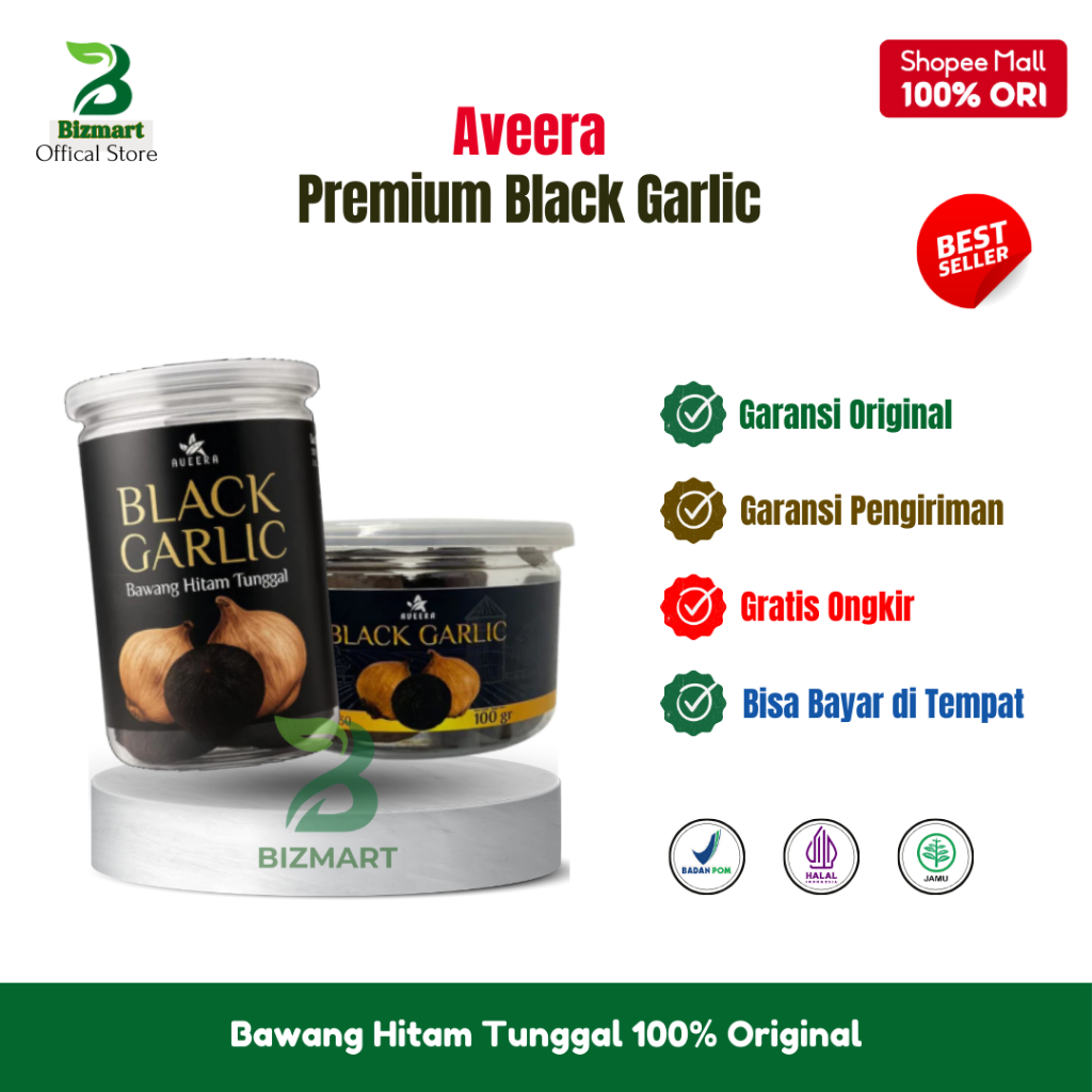 Aveera Black Garlic Bawang Hitam Tunggal Solo Premium - Avera BlackGarlic Varian 500gr dan 250gram