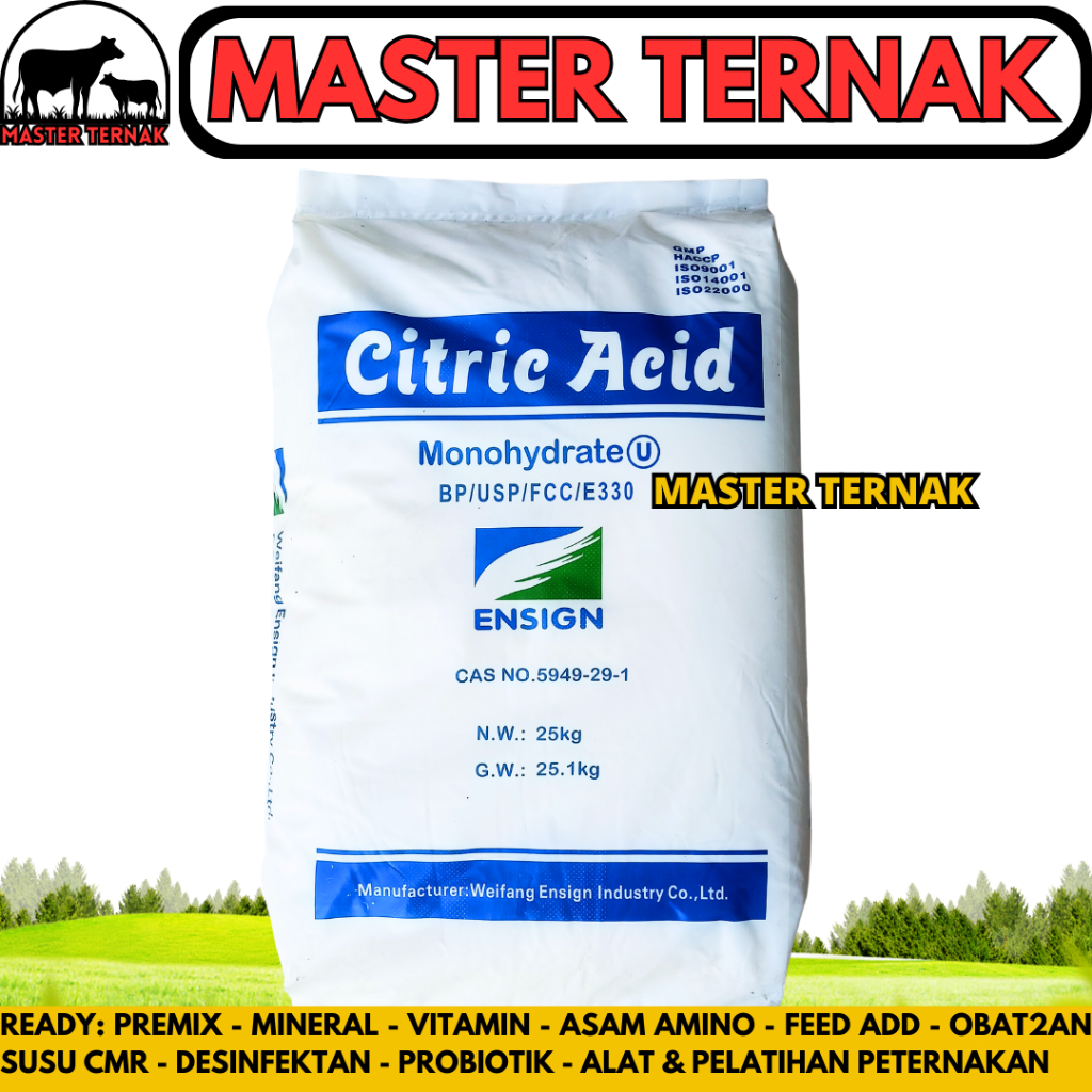 CITRIC ACID 25 KG (1 SAK) MONOHYDRATE - FOOD GRADE - Sitrun Citrun Makanan Asam Sitrat Citric Acid