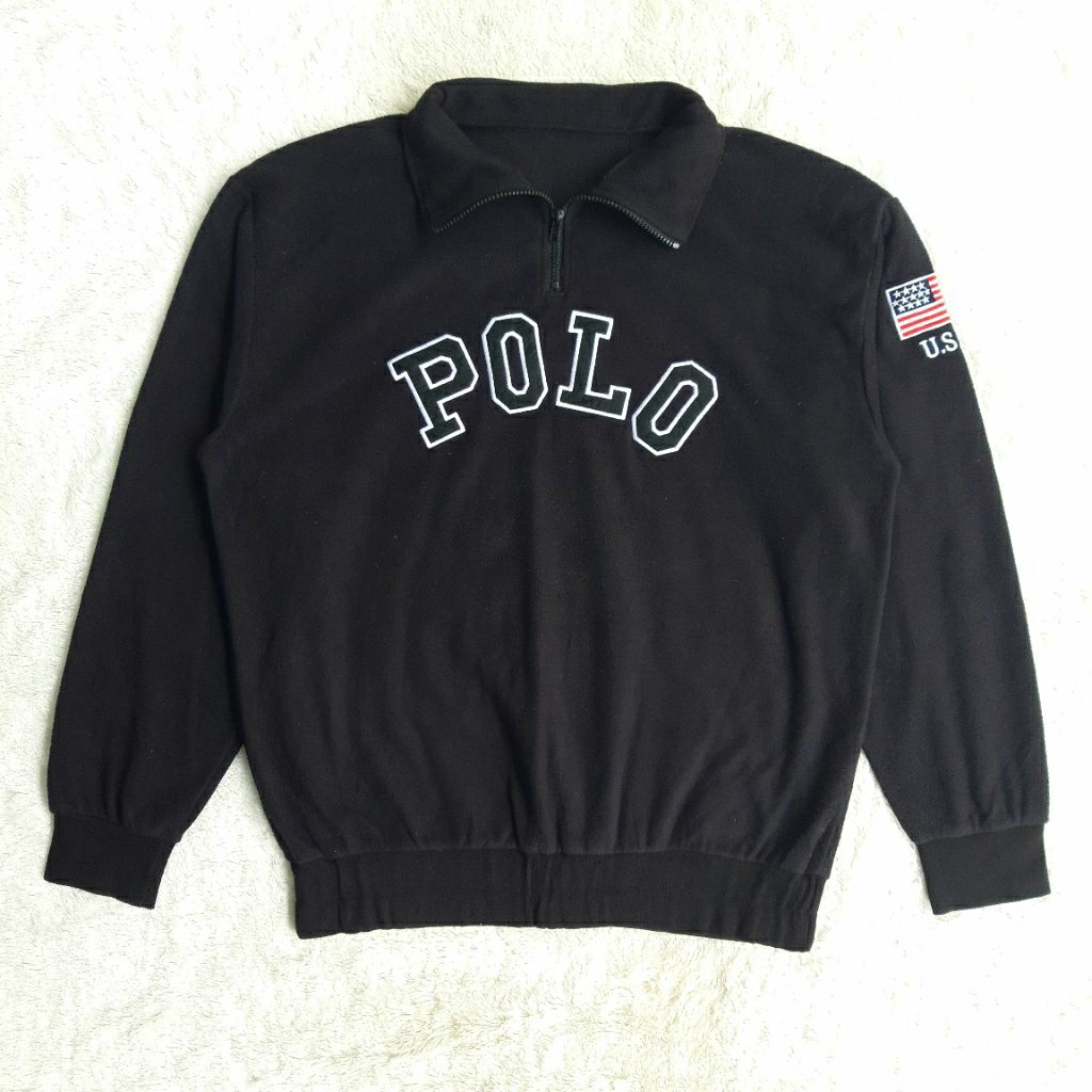 halfzip polar polo hitam