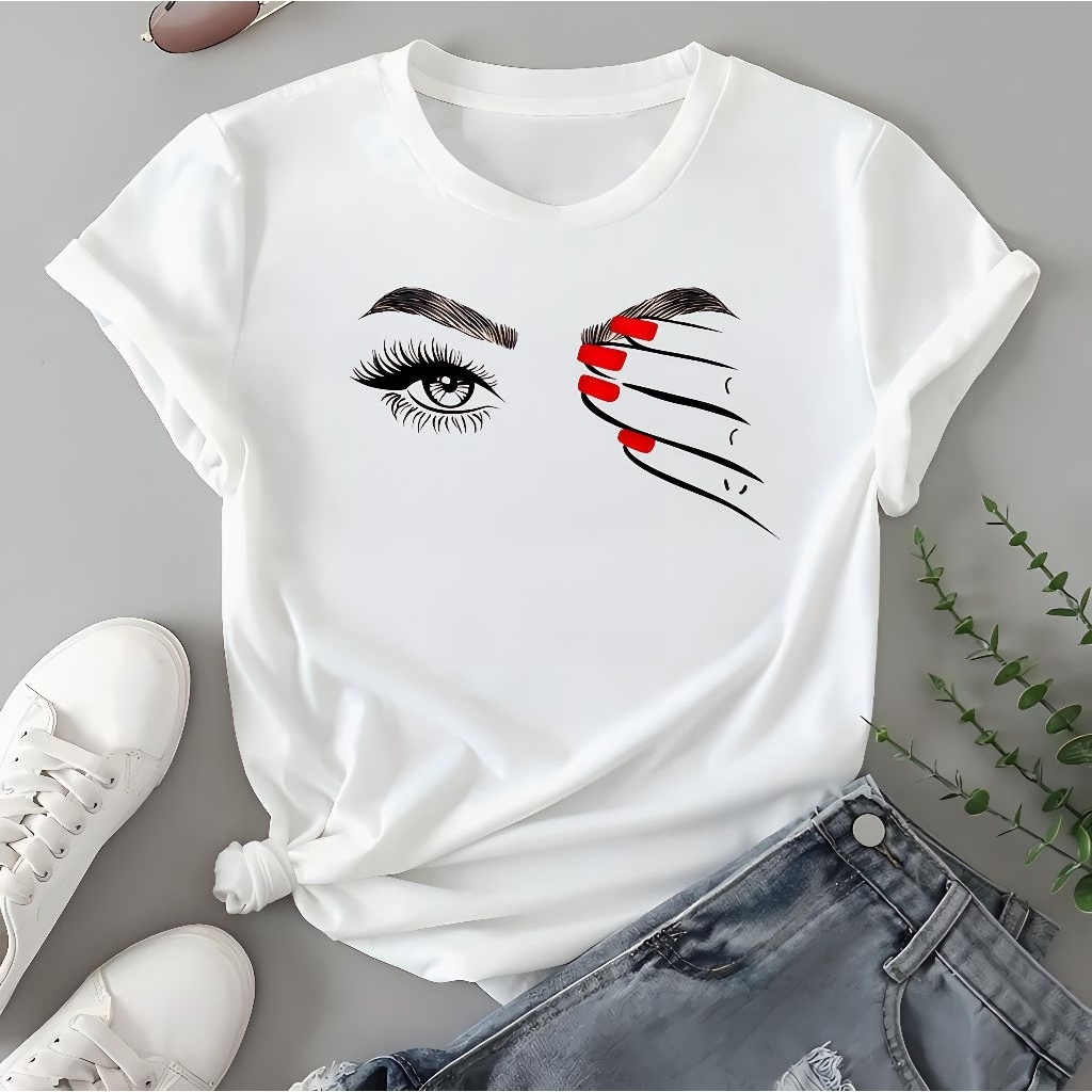 Kaos lengan pendek wanita / atasan kaos wanita lengan pendek/ kaos katun combed premium / kaos overs