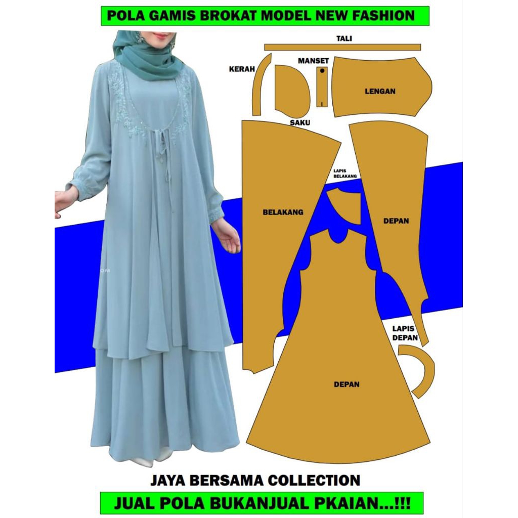 pola gamis brokat model anyaran