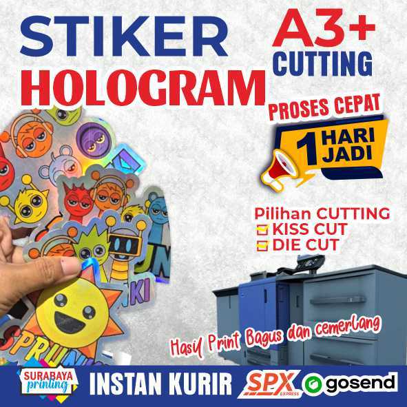 Cetak Sticker Hologram Cutting A3+ Stiker hologram custom