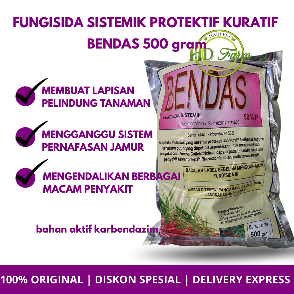 [ORIGINAL] Fungisida Bendas 500 gram | Fungisida Kontak Protektif Kuratif | Obat Jamur | Pelindung t