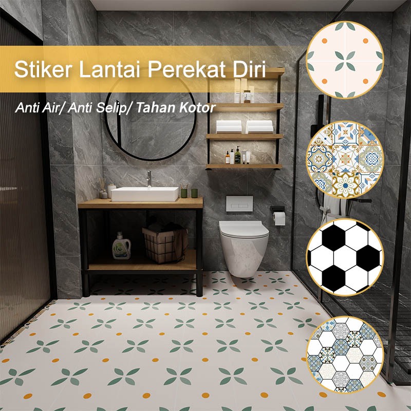 Stiker Lantai PVC Wallpaper perekat Diri stiker lantai Kamar Mandi Dapur Anti Air Anti Licin lantai 