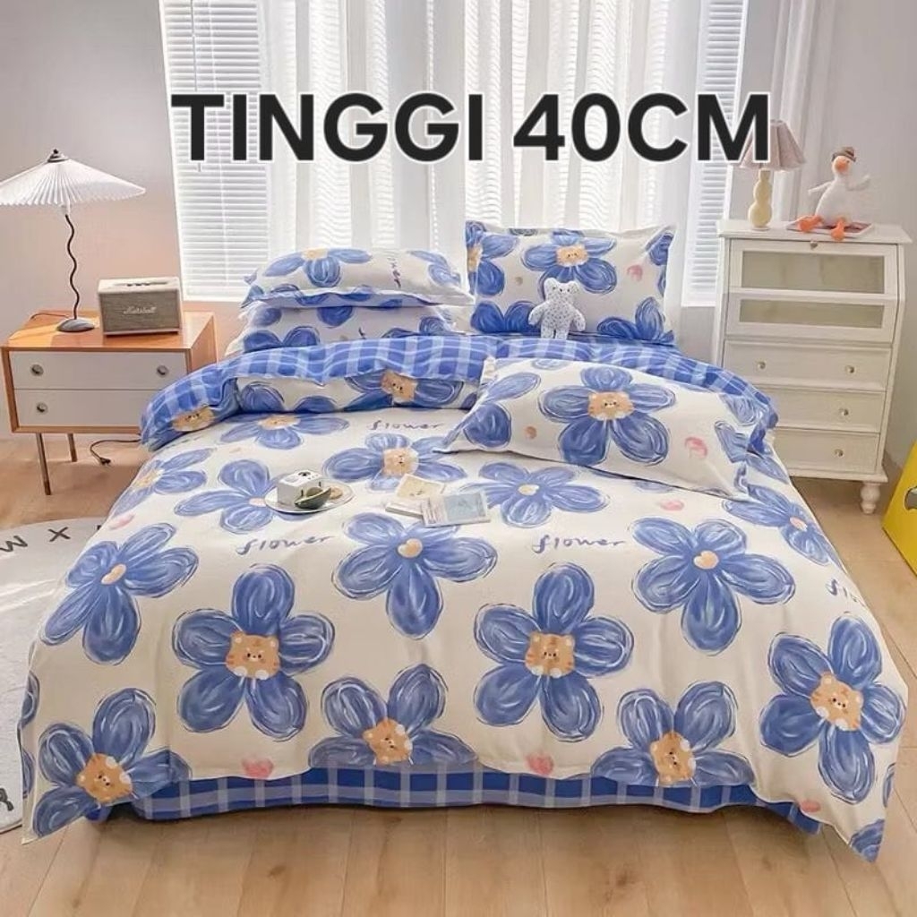 #Terlaris#Seprei murah premium aestetic elegan tinggi 40cm  set sarung bantal dan sarung guling baha