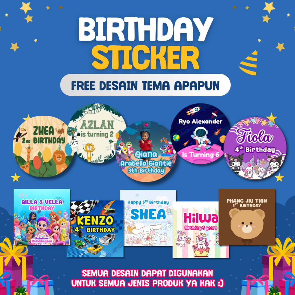 [STIKER BULAT] STIKER STICKER ULANG TAHUN BIRTHDAY HAMPERS BINGKISAN