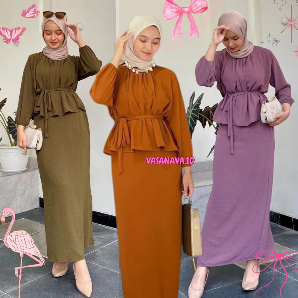 DINI SET One Set Crinkle Airflow Outfit Remaja setelan dress wanita crinkle murah setelan kekinian