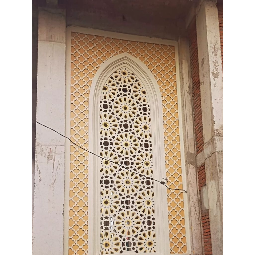 ornamen Grc kerawangan masjid Islamik, dinding ornamen Islamik petran, grc Krawangan masjid, spesial