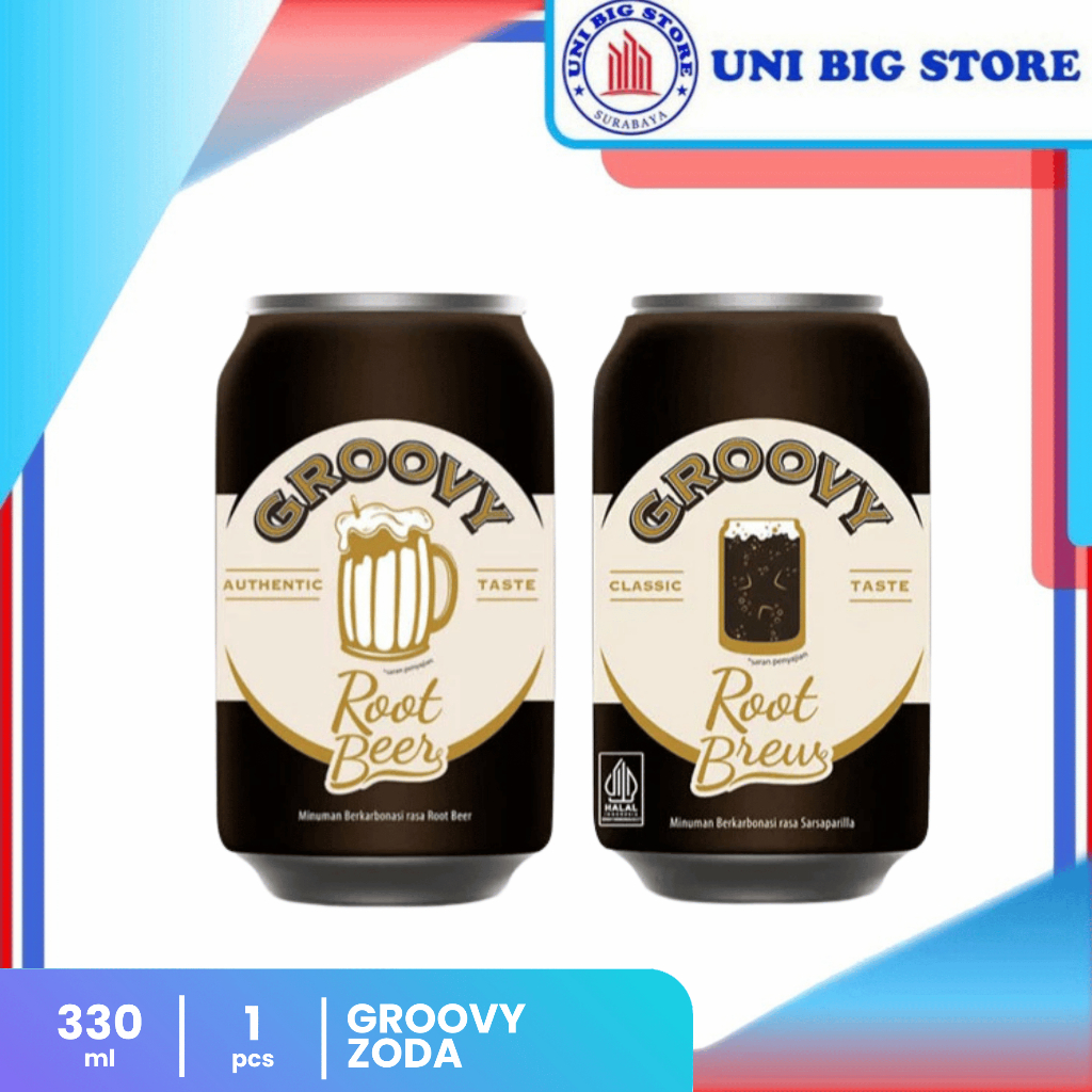 Groovy Root Beer | Root Brew Soda Drink Root Beer 330 ml Kaleng Can Minuman Berkarbonasi