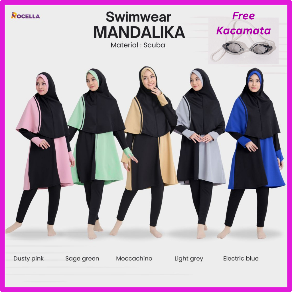 [GRATIS KACAMATA RENANG] ROCELLA SWIMWEAR MANDALIKA - SWIMWEAR MUSLIMAH - BAJU RENANG MUSLIMAH - SWI