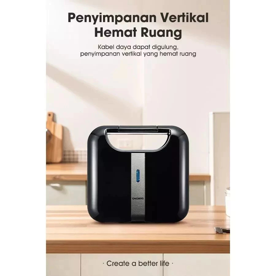 amono Sandwich Maker Pemanggang Roti Bread Toaster Lipat 2 Slot Low Watt SW-SM400 BATAM