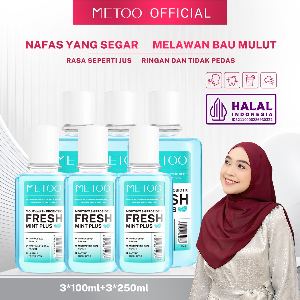 MeToo Mouthwash Fresh Mint 3 set / nafas segar / menghilangkan bau mulut / kumur karang gigi / non-a
