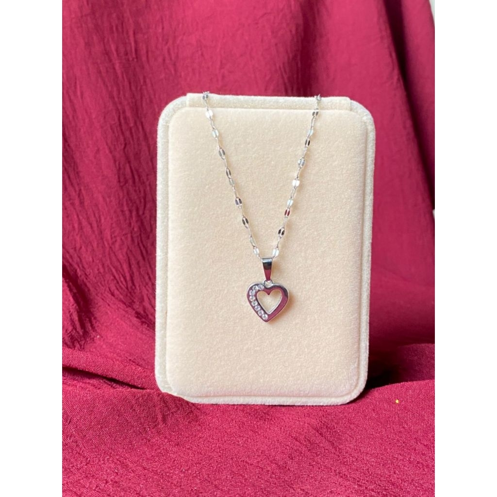 COD Putih Perhiasan Imitasi Rantai Emas Putih Kalung Hati