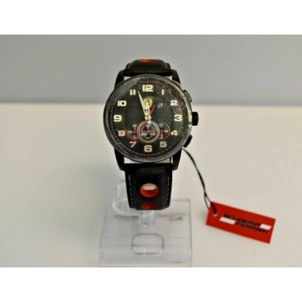 Ferrari SF107 Heritage Black Leather Chronograph 0830059 Watch Men's