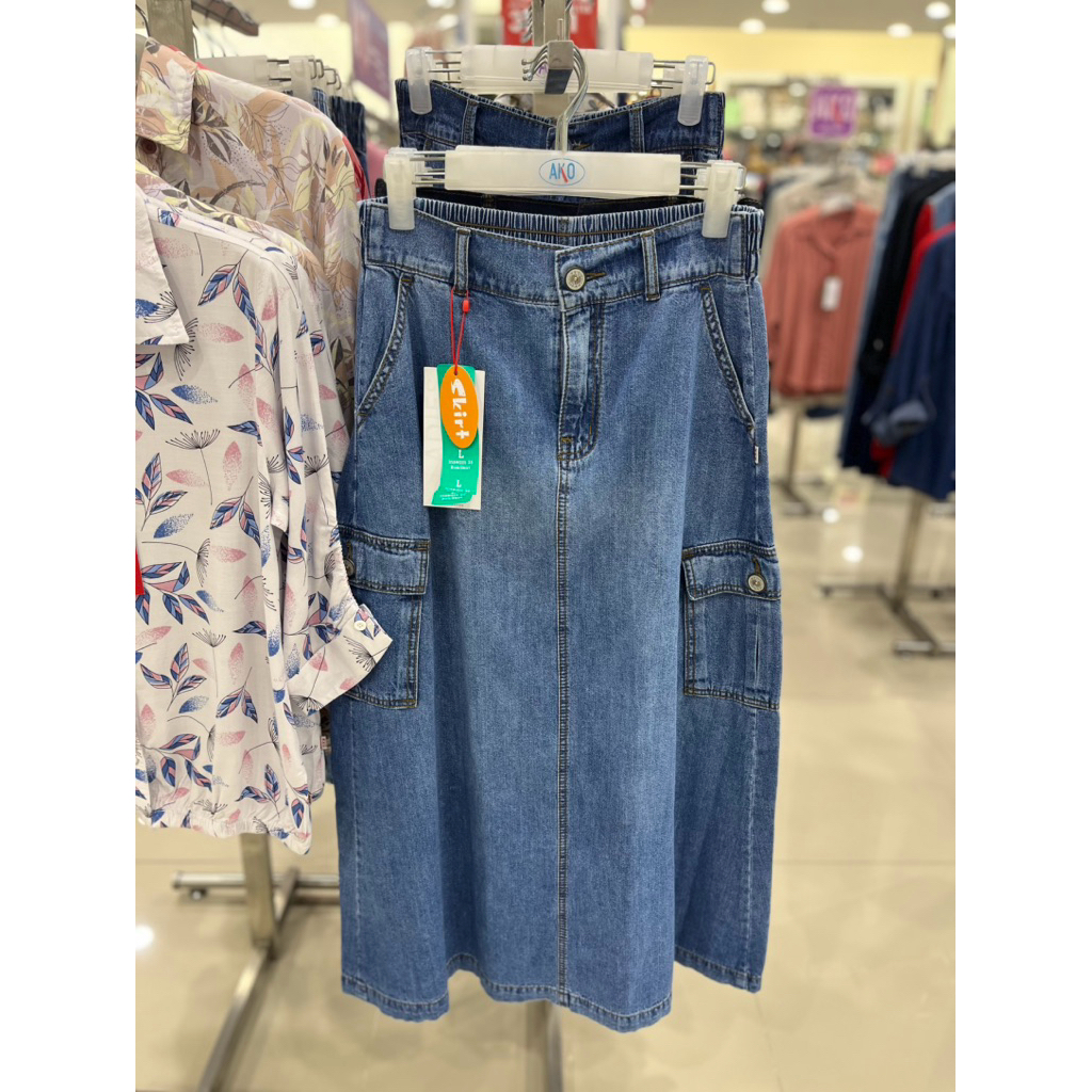 AKO Rok Denim Cargo Wanita – Size S-XXL