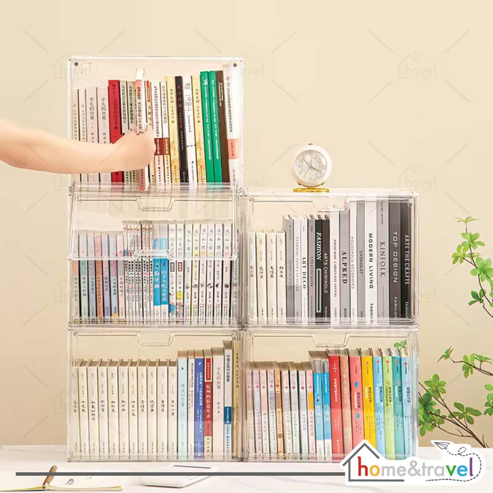 HOVELSHOP Rak Kotak Penyimpanan Buku Majalah Organizer Meja Serbaguna Box Acrylic Display