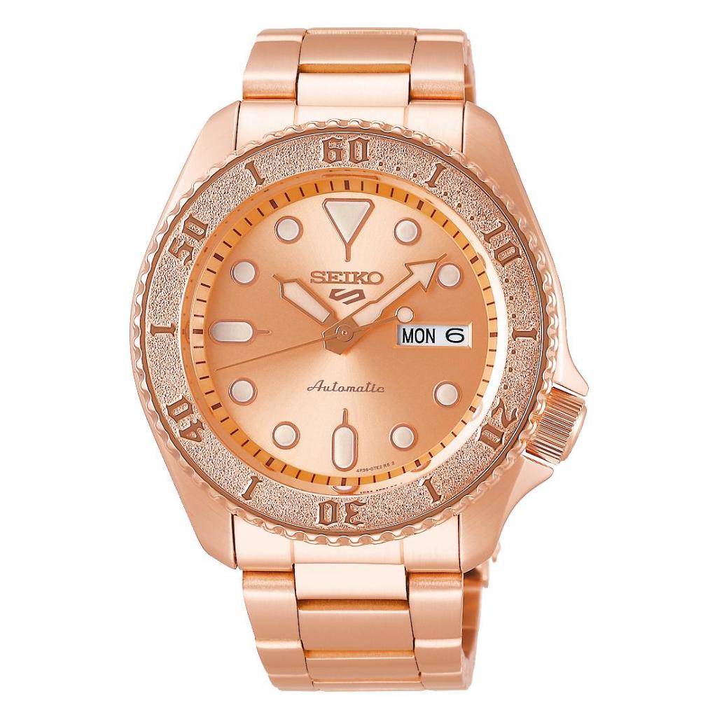 Seiko 5 Sports SRPE72K1 Rose Gold Dial Rose Gold Stainless Steel Strap