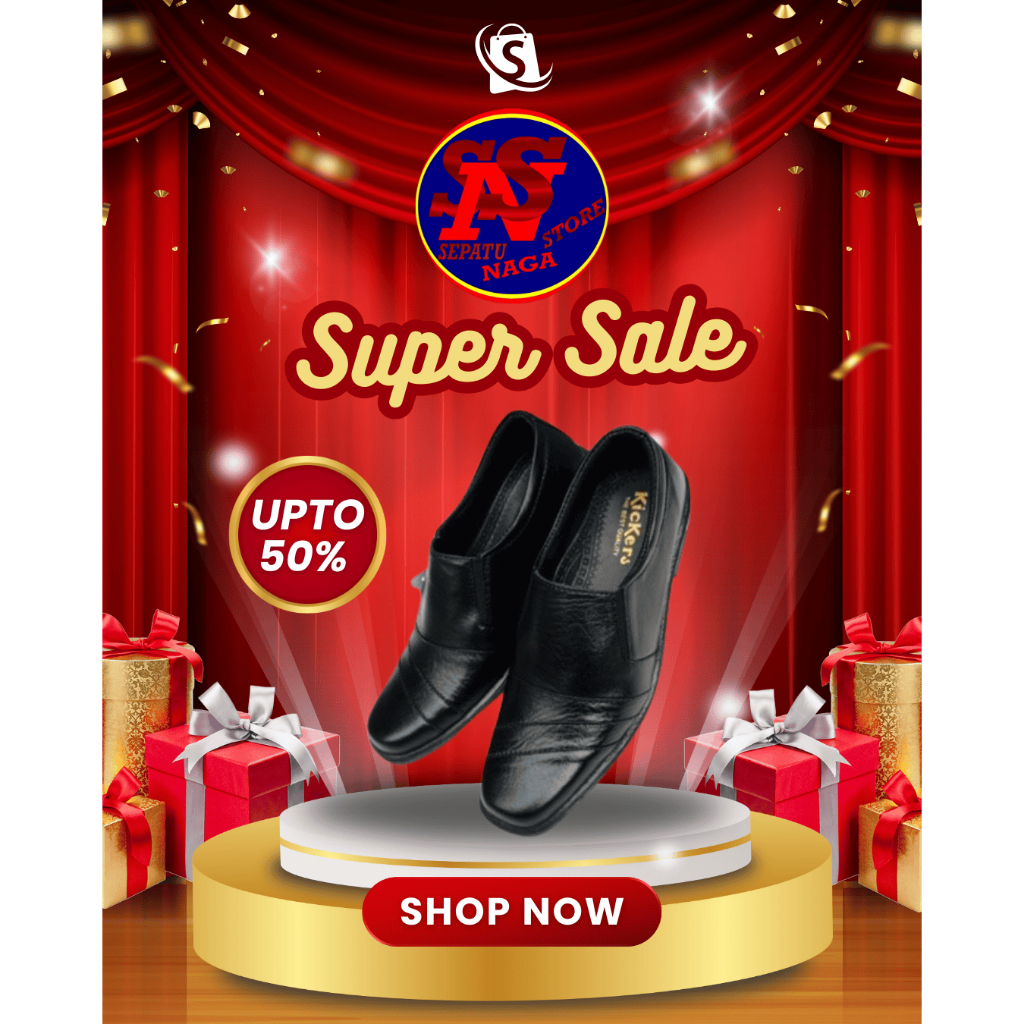 Sepatu Murah Pantofel kerja / Sepatu Pantofel Pria Pantofel Hitam Polos tanpa Tali Terbaru