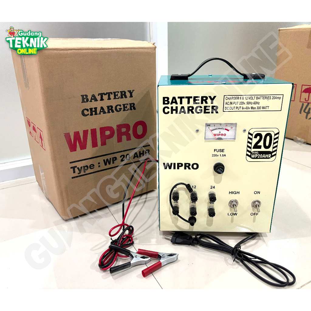 WIPRO WP-20AHR Charger Aki Motor Mobil WIPRO WP20AHR REGULER 20A 6-60V / Ces Cas Aki Baterai Battery