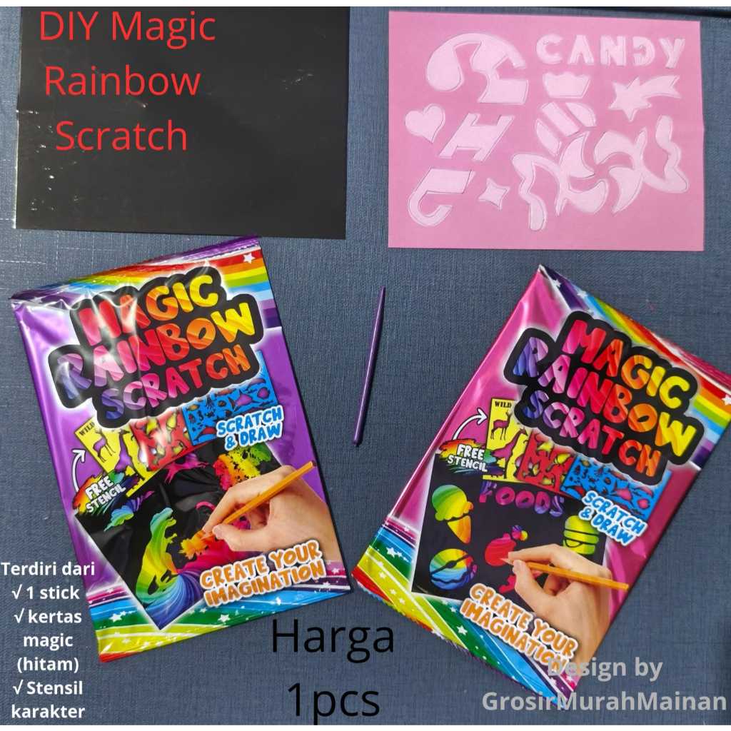 DIY MAGIC RAINBOW SCRATCH - MAINAN EDUKASI ANAK TK SD PAUD - SOUVENIR DG