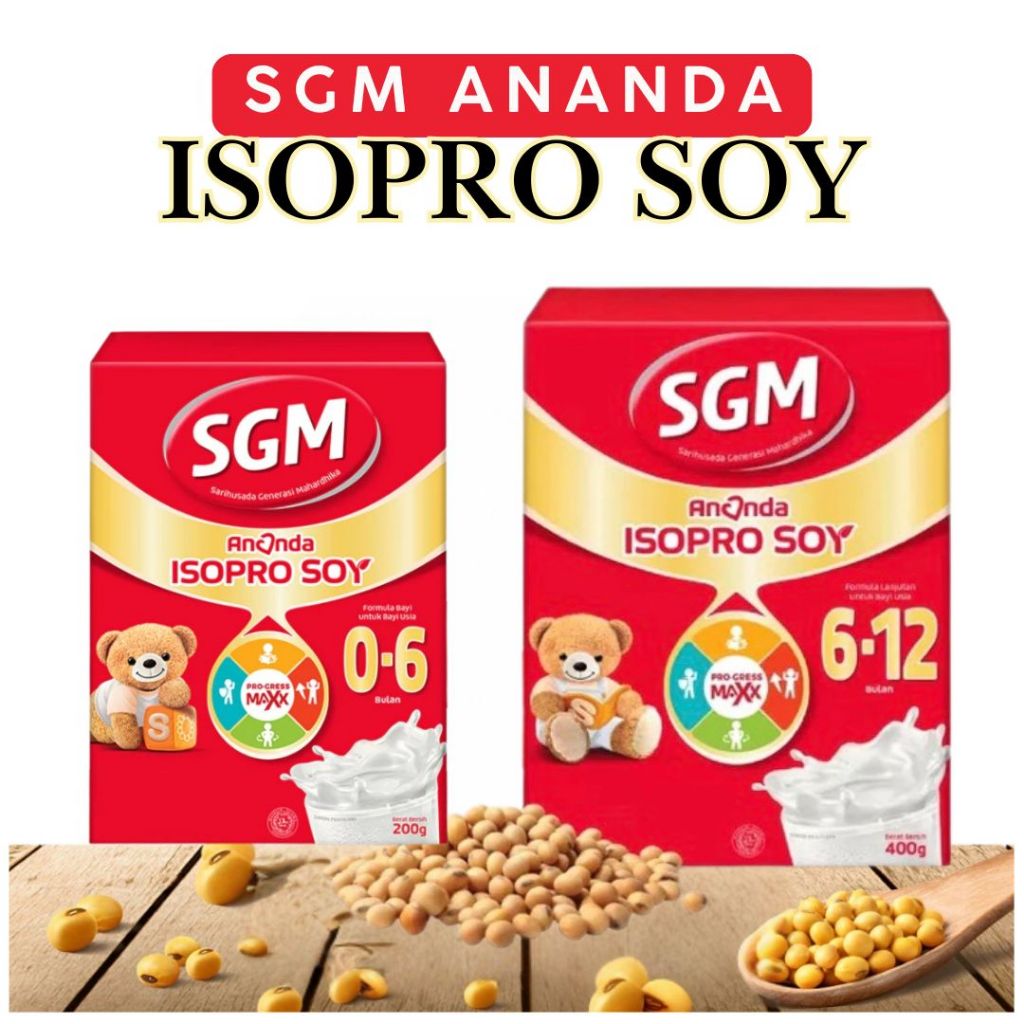 SGM Ananda ISOPRO Soya Tahap 1 (0-6 Bulan) Box - 200GR / Tahap 2 (6-12 Bulan) Box-400GR (SUSU SOYA)