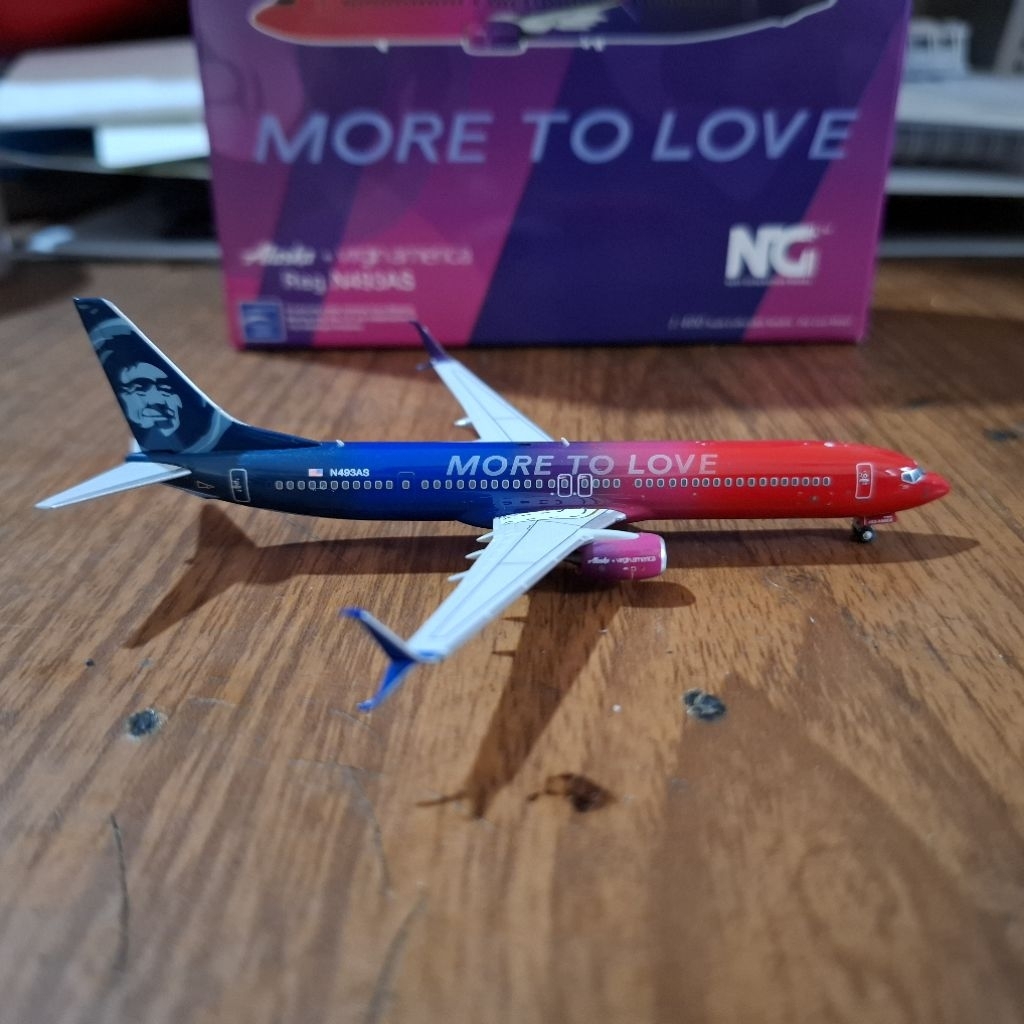 diecast pesawat NG Models Boeing B737-900ER Alaska Airlines 1:400 Virgin America Born To Love N493AS