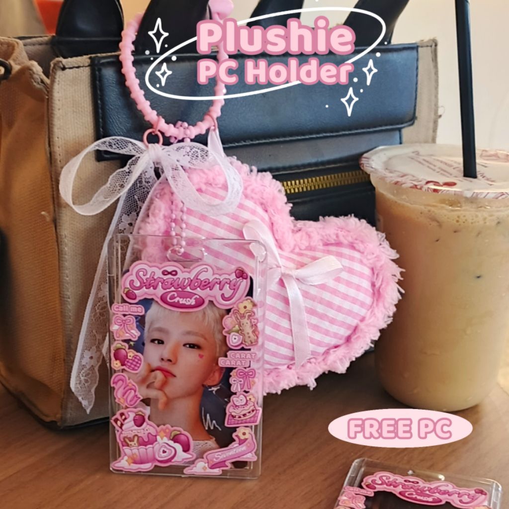 SEVENTEEN PHOTO CARD HOLDER/ STRAWBERRY PC HOLDER PLUSH BONEKA SEVENTEEN/ PC HOLDER SEVENTEEN/ GANTU