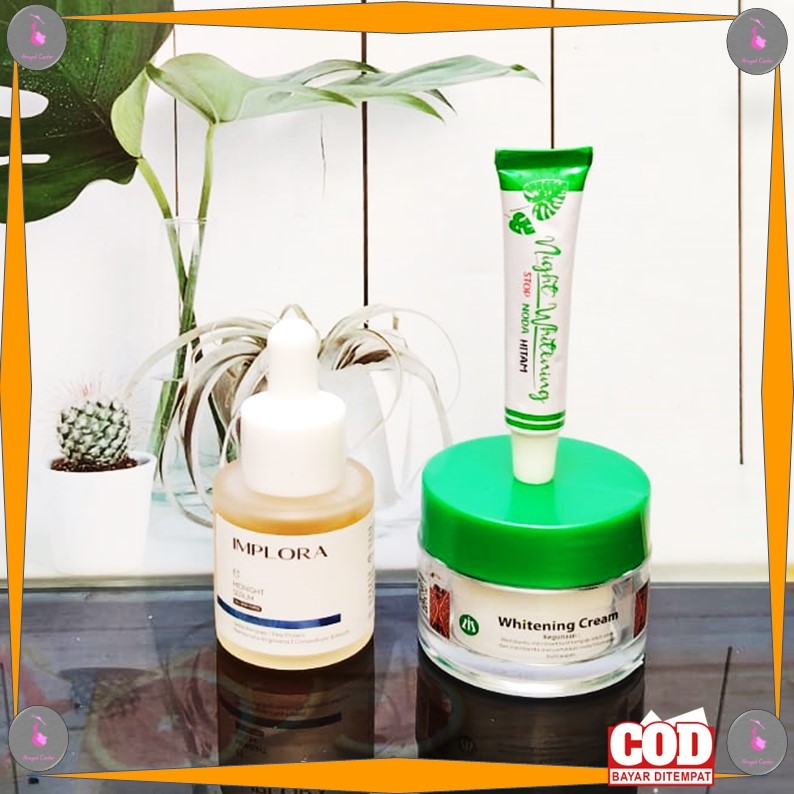 PAKET 3IN 1 ( Serum implora LUMINOUS BRIGHTENING + Whitening Cream + Salep Night Whitening ) Penghil
