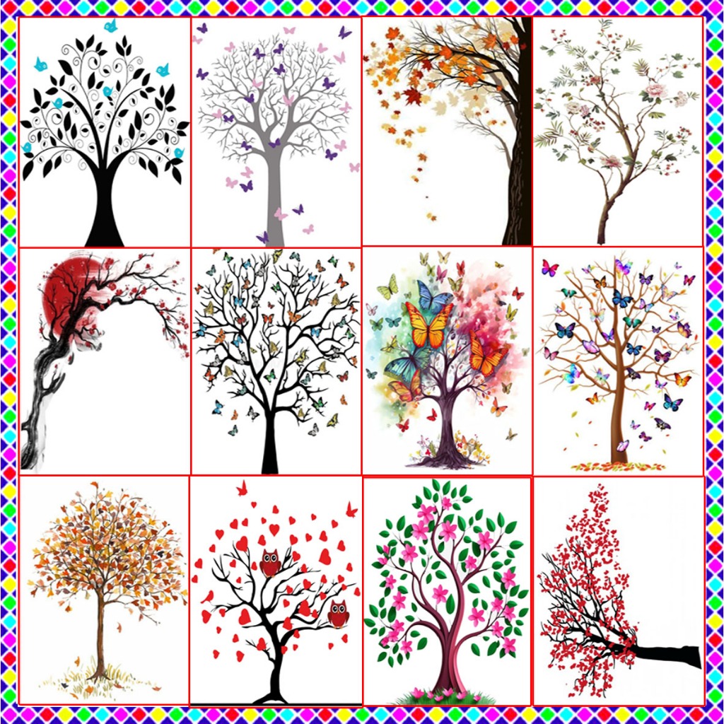 WALL STICKER POHON MERAH HITAM RANTING STIKER DINDING